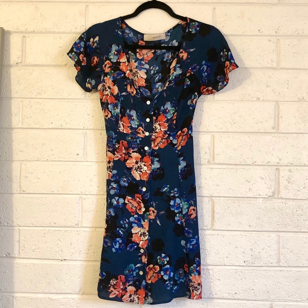 Navy Flower dress, size medium